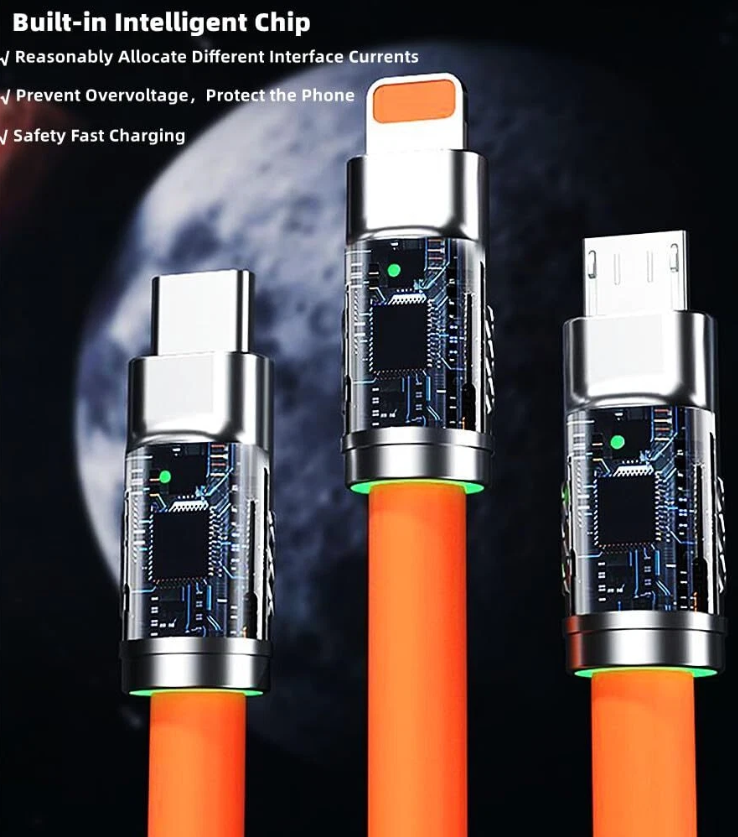 3 in 1 fast charging cable for iPhone Type C and Micro USB