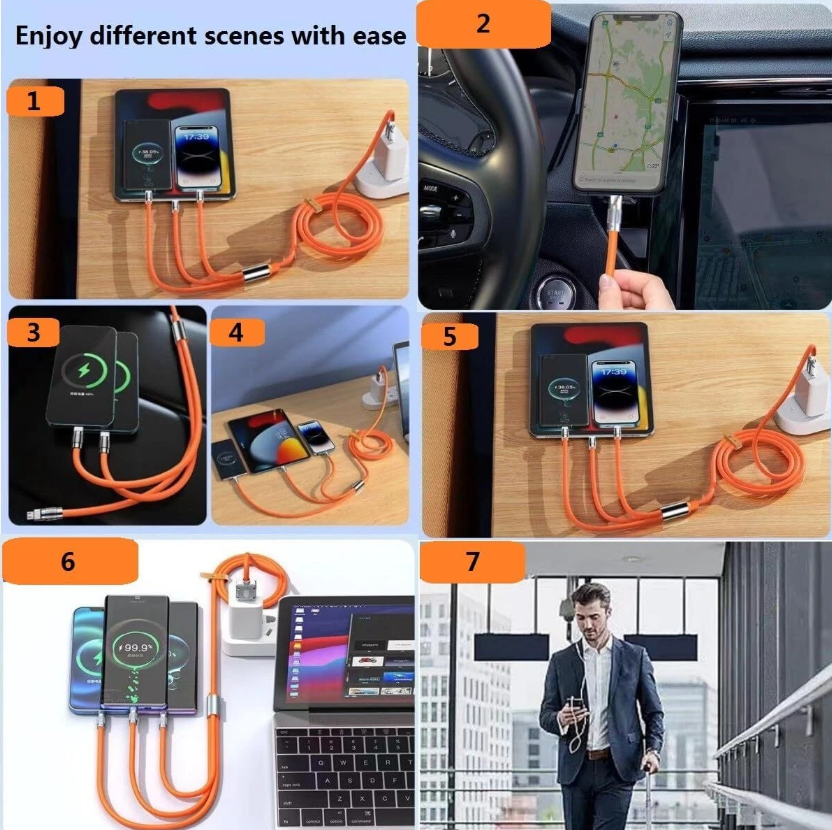 3 in 1 fast charging cable for iPhone Type C and Micro USB
