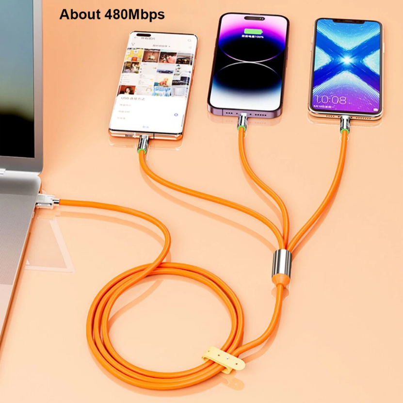 3 in 1 fast charging cable for iPhone Type C and Micro USB
