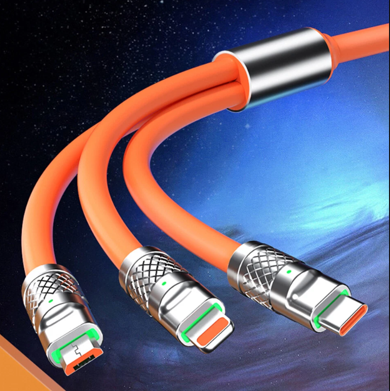 3 in 1 fast charging cable for iPhone Type C and Micro USB