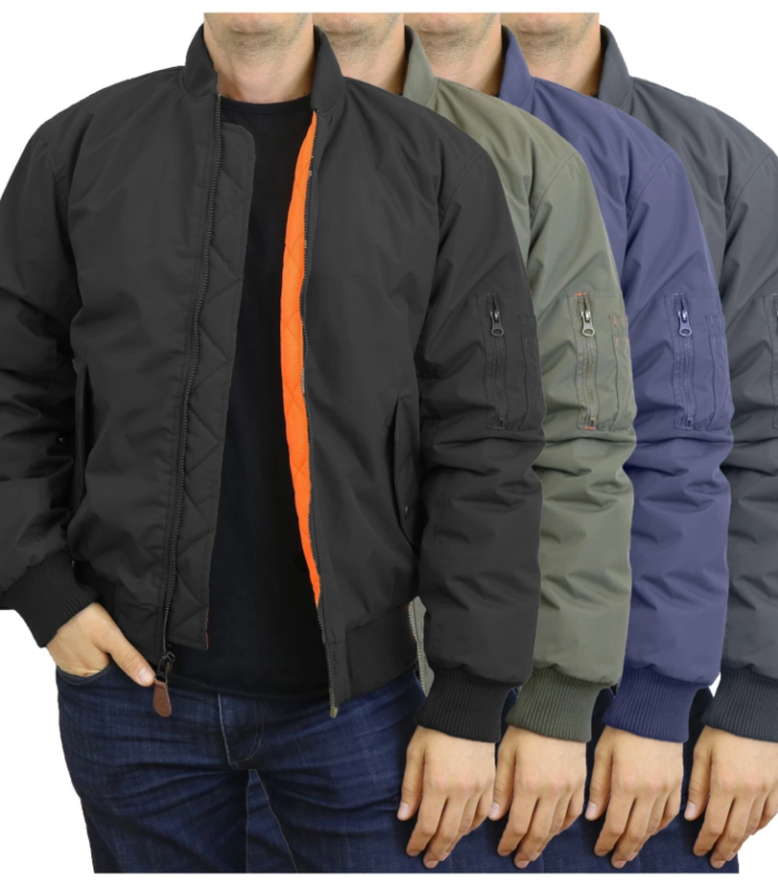 Men’s MA-1 flight bomber jacket full zip heavyweight outerwear coat